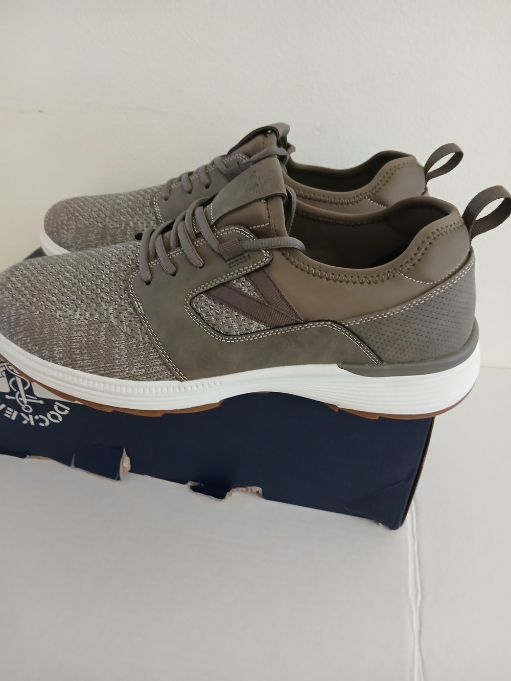 Dockers Size 13 M Men's Grey Knit Lace-Up Casual Sneakers New $40 - Picture 8 of 9